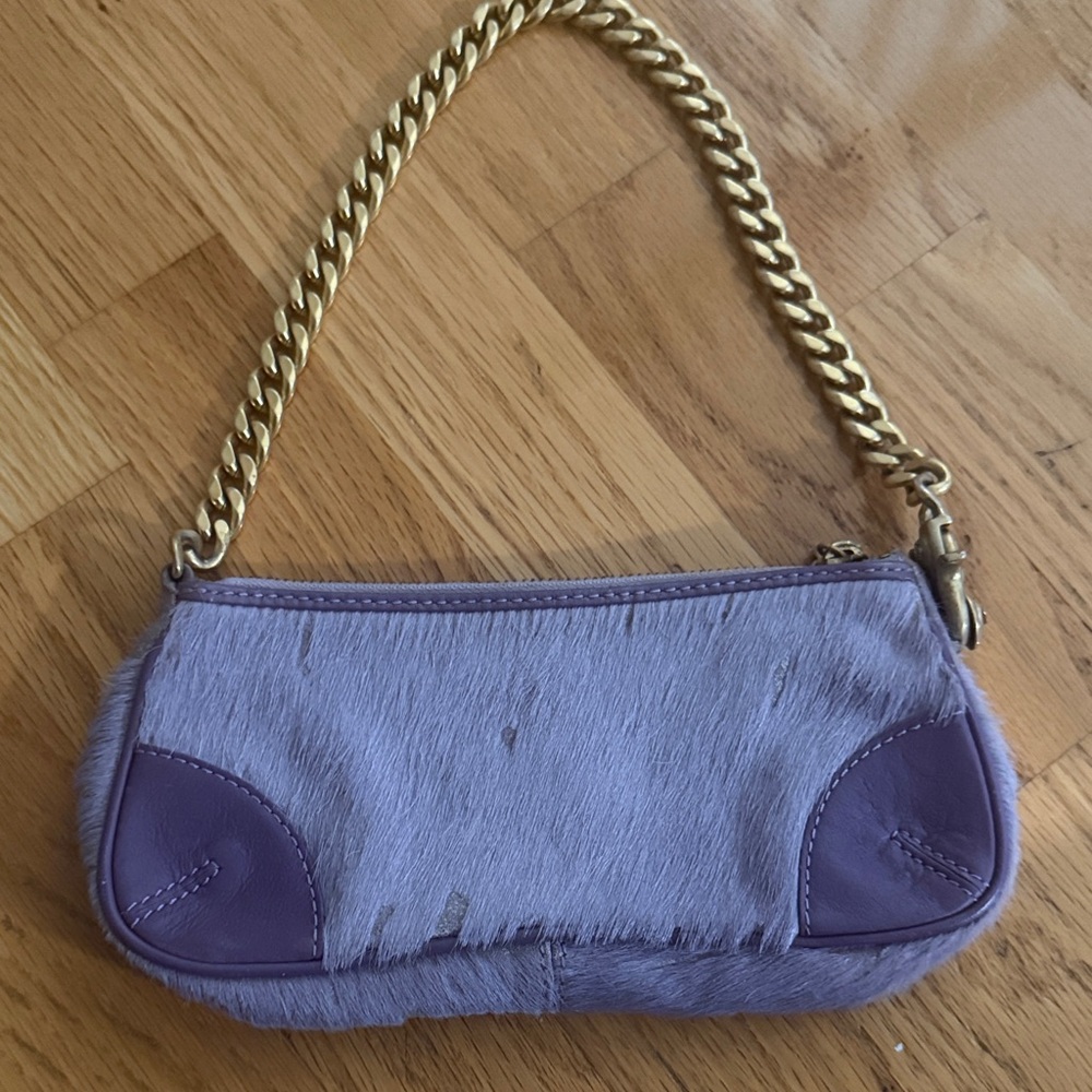 Juicy Couture | RARE vintage y2k purple cowhide hair leather baguette mini bag - Picture 3 of 6